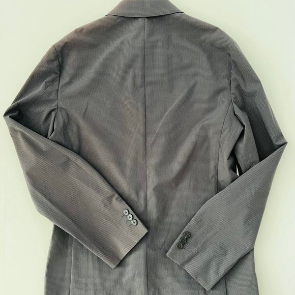 Theory Clinton Double-Breasted Chrome Modern Check Blazer in Seer - Picture 2 of 3